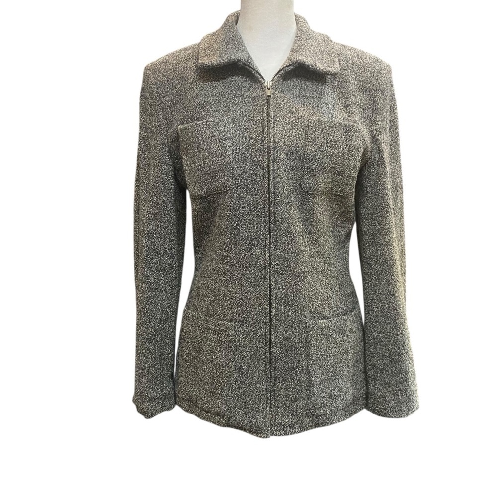 JONES NEW YORK Women's size 6 Chic Wool Blend Gray Lined front zip Jacket Blazer
